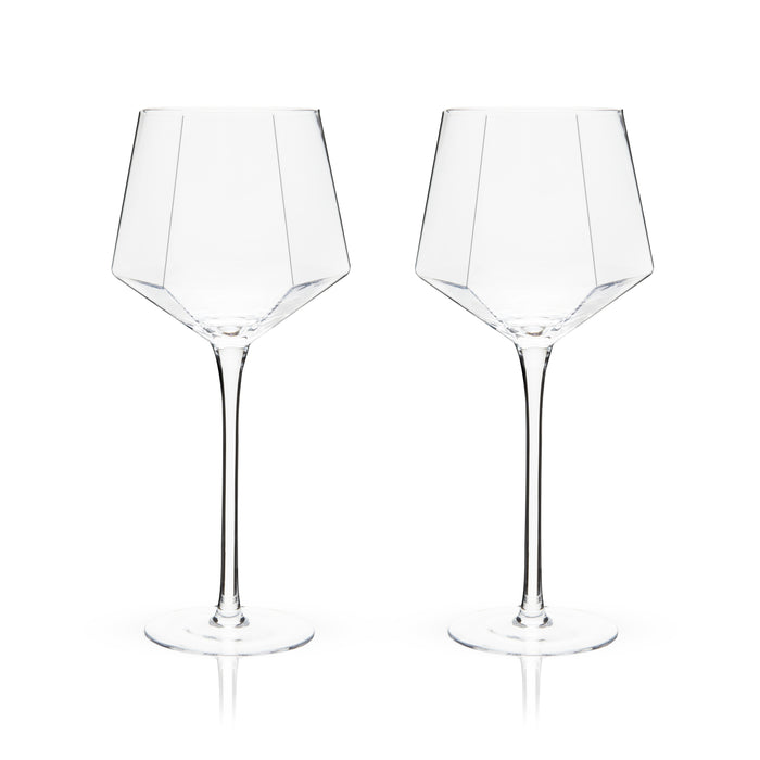 Seneca Diamond Crystal Wine Glasses Set of 2