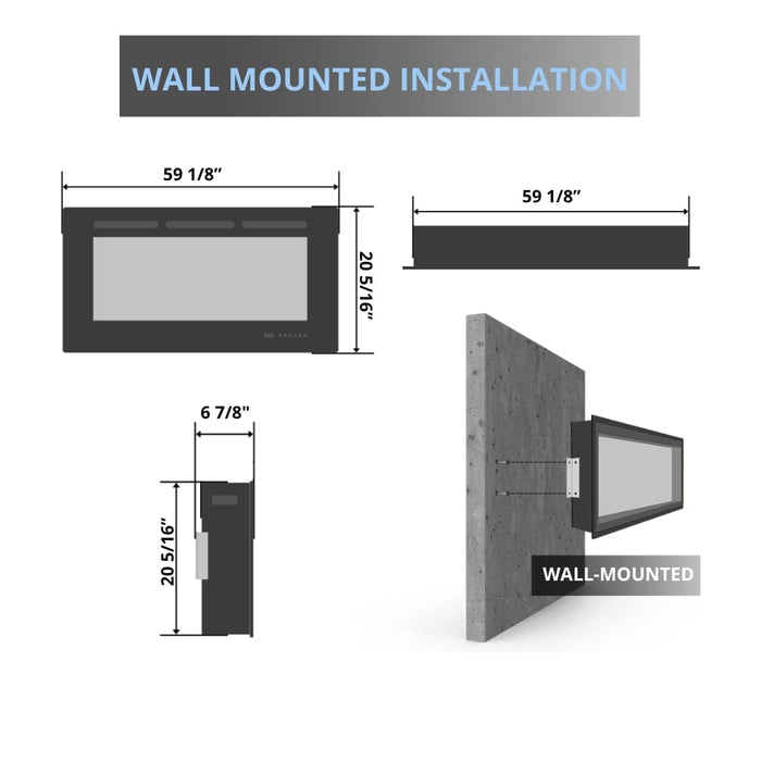 Napoleon Stylus Cara Elite 59-Inch Wall Mounted Smart Electric Fireplace (NEFP32-5019W-IOT)