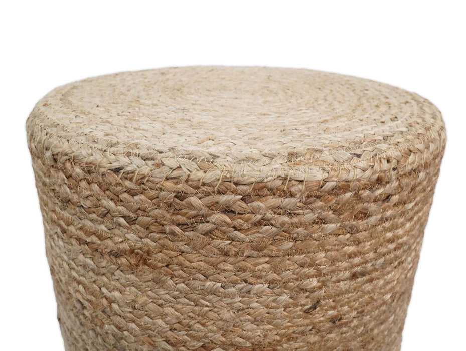 Natural Brown Jute Round Pouf, Hand Braided boho Pouf Ottoman Footstool, Side table, Seat , Foot Rest, Living Room, Bedroom | JP6