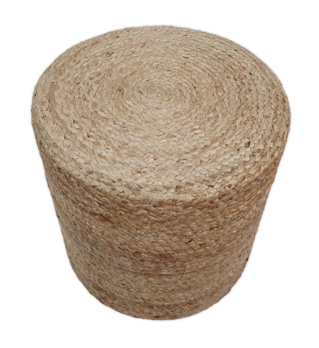 Natural Brown Jute Round Pouf, Hand Braided boho Pouf Ottoman Footstool, Side table, Seat , Foot Rest, Living Room, Bedroom | JP6
