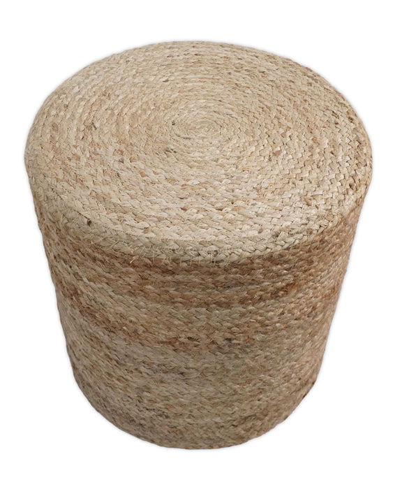 Natural Brown Jute Round Pouf, Hand Braided boho Pouf Ottoman Footstool, Side table, Seat , Foot Rest, Living Room, Bedroom | JP6