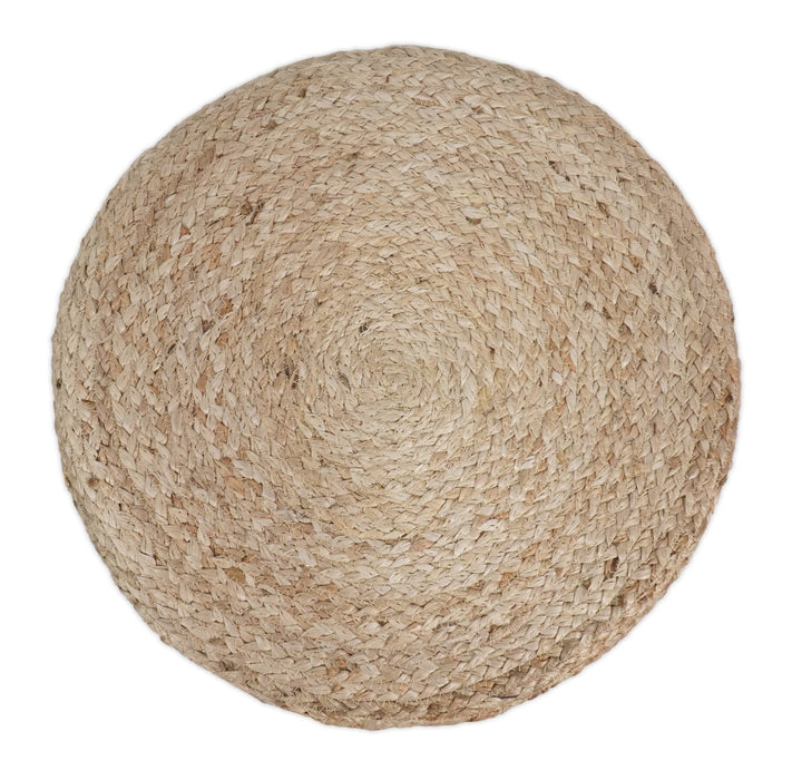 Natural Brown Jute Round Pouf, Hand Braided boho Pouf Ottoman Footstool, Side table, Seat , Foot Rest, Living Room, Bedroom | JP6