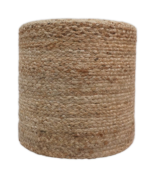 Natural Brown Jute Round Pouf, Hand Braided boho Pouf Ottoman Footstool, Side table, Seat , Foot Rest, Living Room, Bedroom | JP6