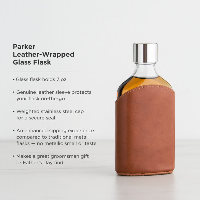 Parker Leather-Wrapped Glass Flask