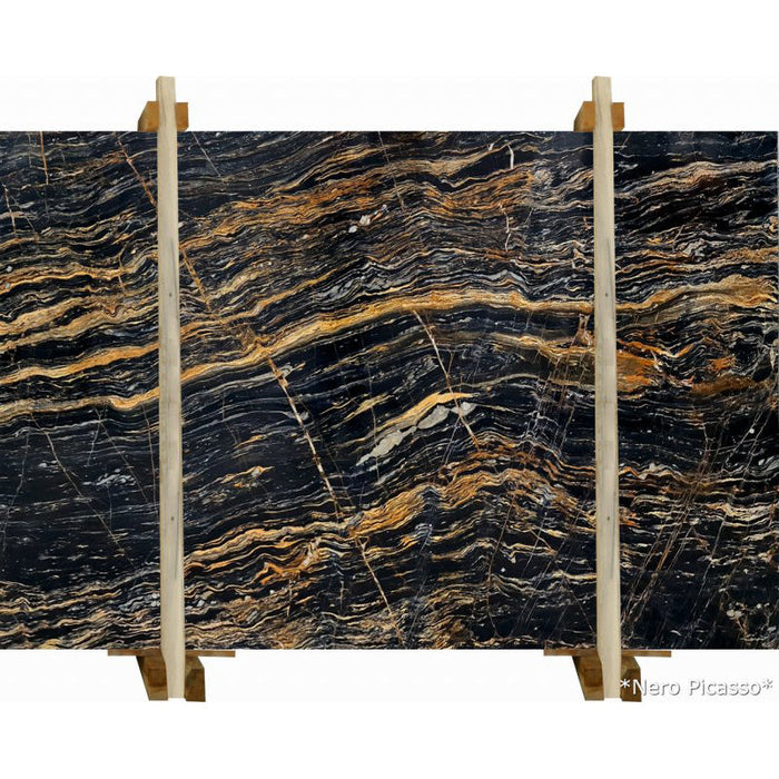 Nero Picasso Black Bookmatching Marble Slabs Polished - Livfloors Collection