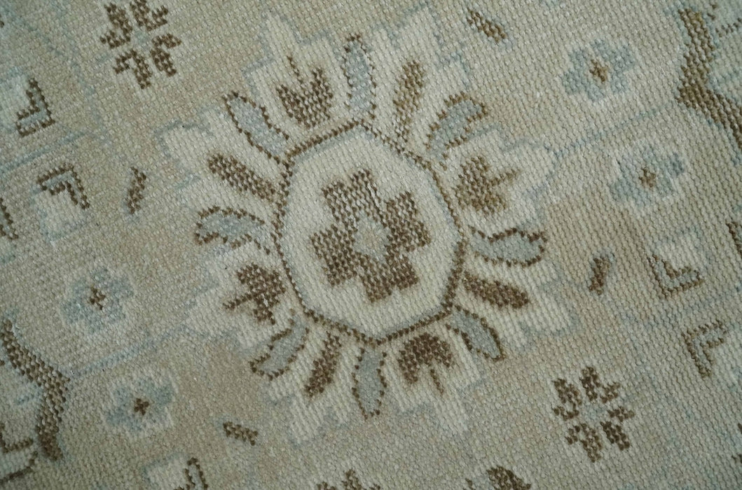 Neutral Ivory, Brown and Gray Hand knotted Traditional Multi Size wool Area Rug