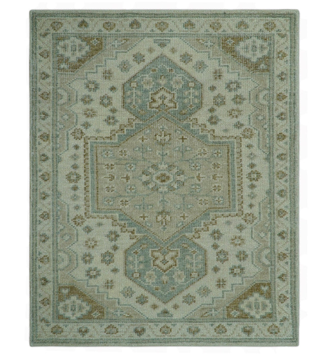 Neutral Ivory, Brown and Gray Hand knotted Traditional Multi Size wool Area Rug