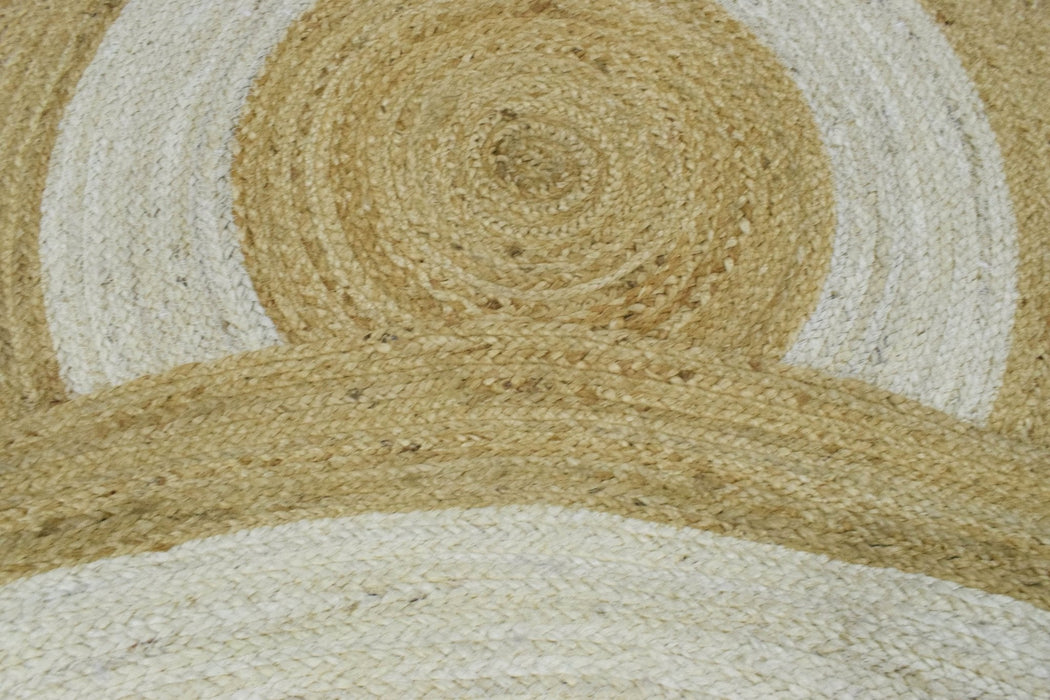 100% ALL NATURAL FIBER HAND BRAIDED BOHO White ROUND JUTE RUG | JR3