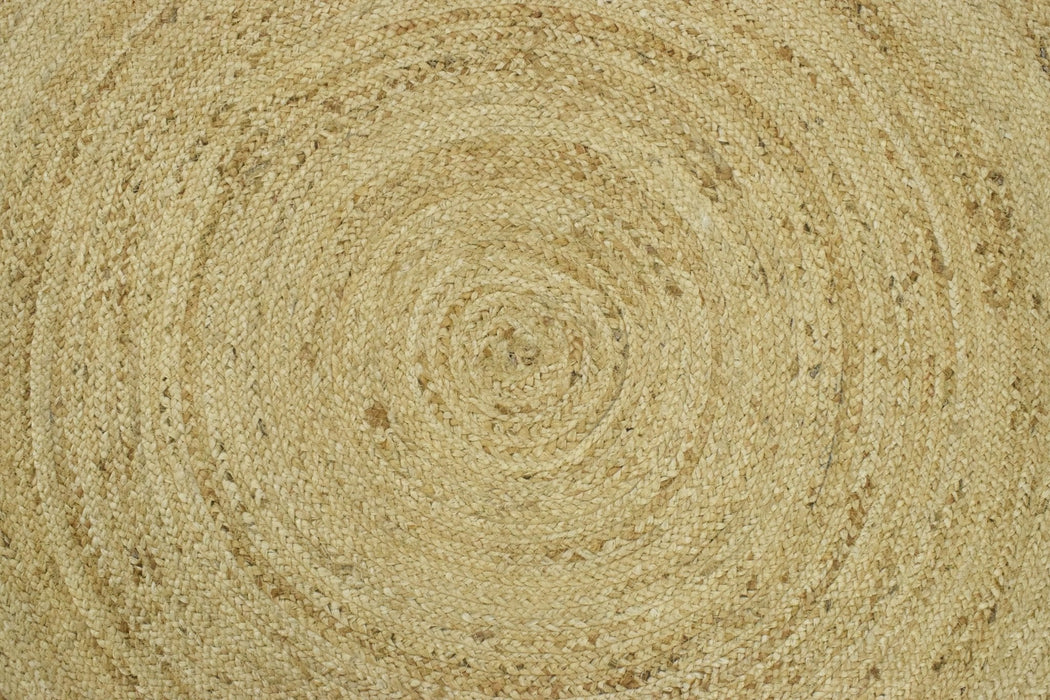 100% ALL NATURAL FIBER HAND BRAIDED BOHO WHITE ROUND JUTE RUG | JR4