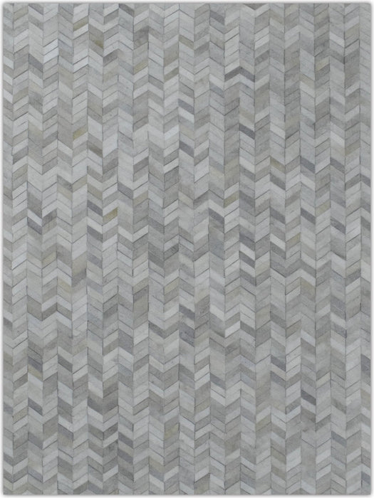 Modern Chevron Design Handmade Ivory and Silver Area Rug