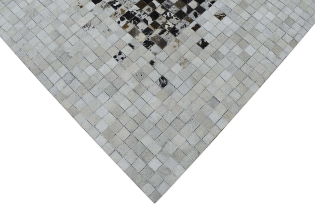 Handmade Hairon 5x8 and 8x10 Genuine Leather Handmade Brown and Ivory Leather Rug | LR8