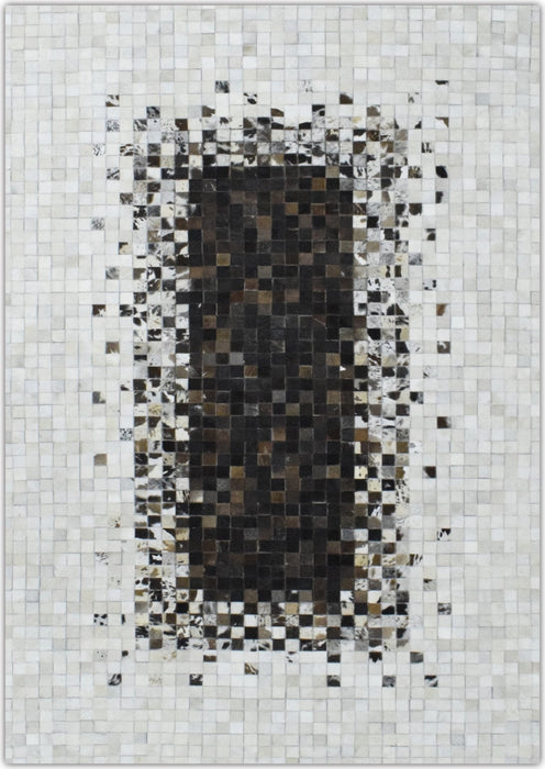 Handmade Hairon 5x8 and 8x10 Genuine Leather Handmade Brown and Ivory Leather Rug | LR8