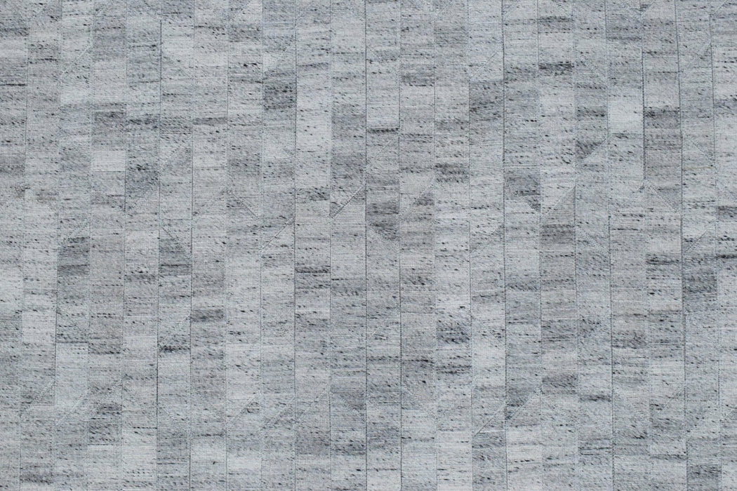 Handmade Hairon 5x8 Genuine Leather Geometric Design Gray and Silver Area Rug | LR13