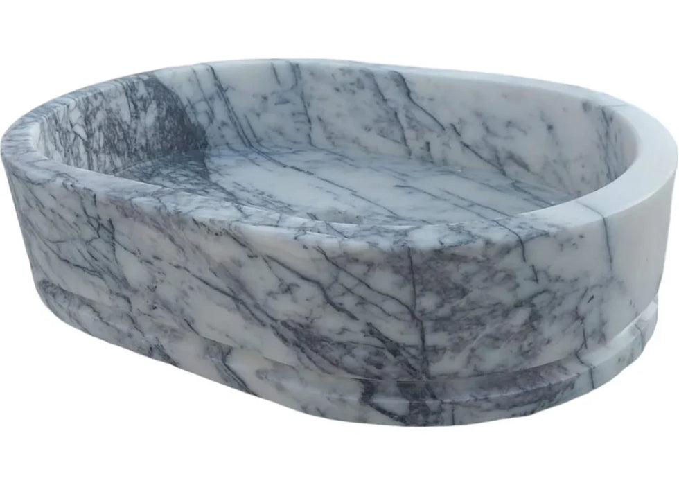 New York Marble Ellipse Wall-mount Bathroom Sink (W)14" (L)20" (H)5"