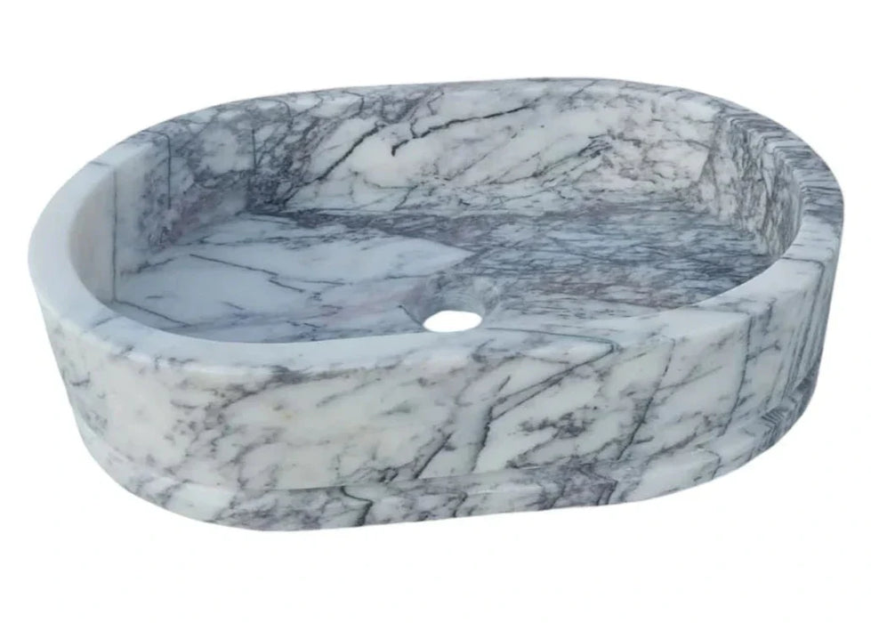 New York Marble Ellipse Wall-mount Bathroom Sink (W)14" (L)20" (H)5"