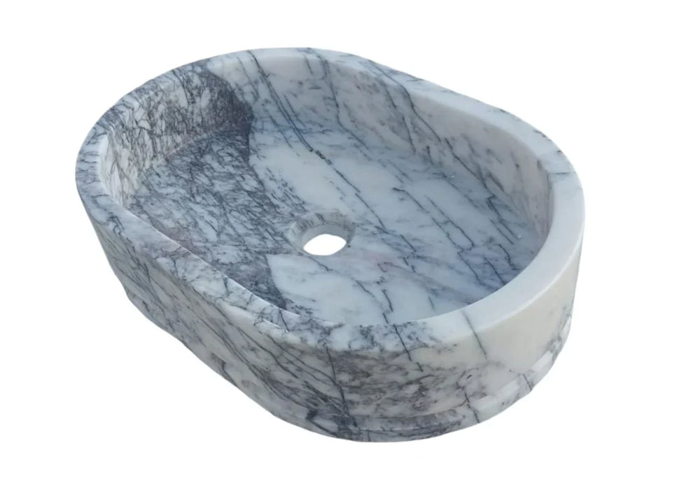 New York Marble Ellipse Wall-mount Bathroom Sink (W)14" (L)20" (H)5"