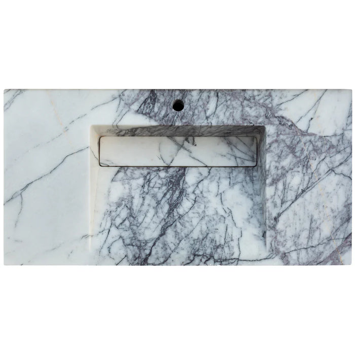 New York Marble Wall-mount Bathroom Sink with Drain Cap (W)20" (W)40" (H)8"