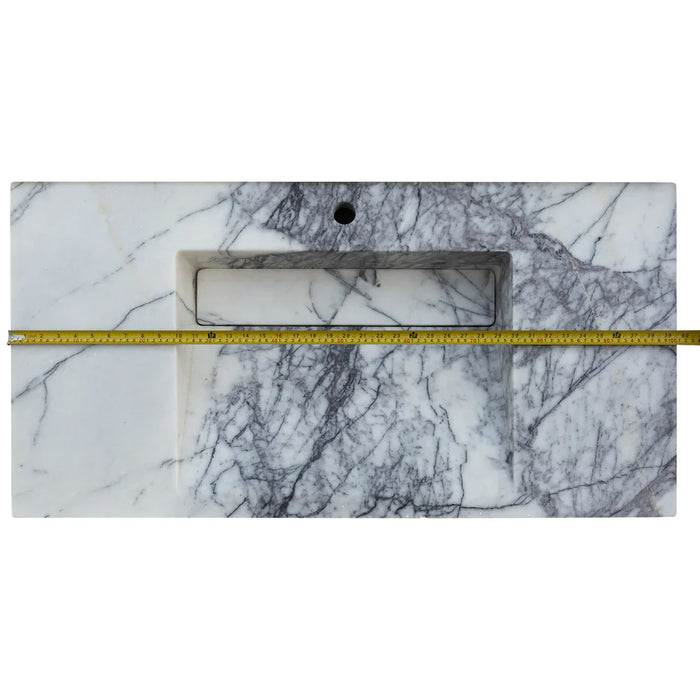 New York Marble Wall-mount Bathroom Sink with Drain Cap (W)20" (W)40" (H)8"