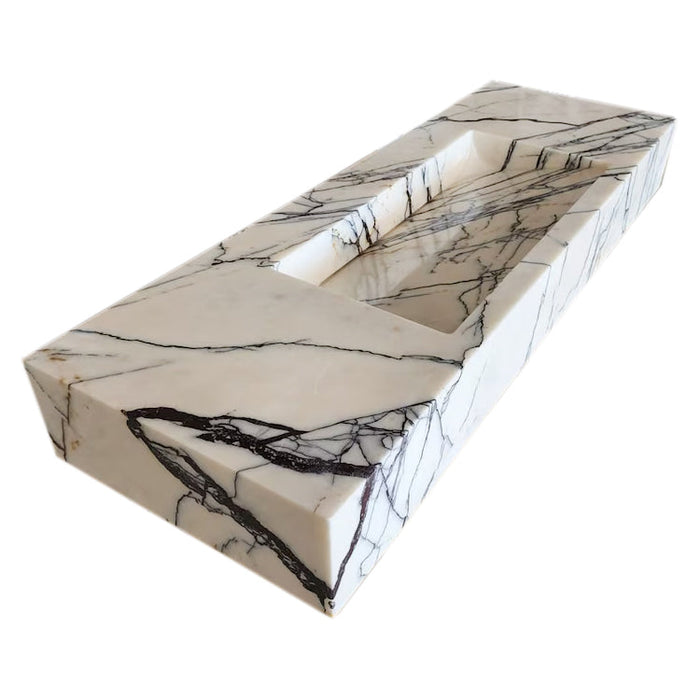 New York Marble Wall-mount Bathroom Sink Hidden Drain Polished (W)16" (W)43" (H)6"