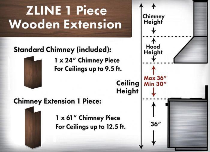 ZLINE 61 in. Wooden Chimney Extension for Ceilings up to 12.5 ft, 321TT-E