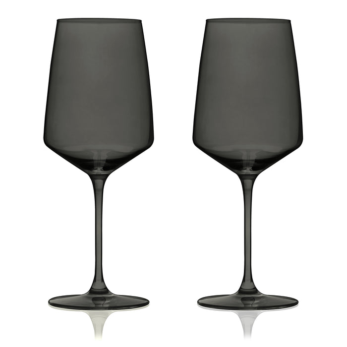 Reserve Nouveau Crystal Wine Glasses in Smoke Set of 2