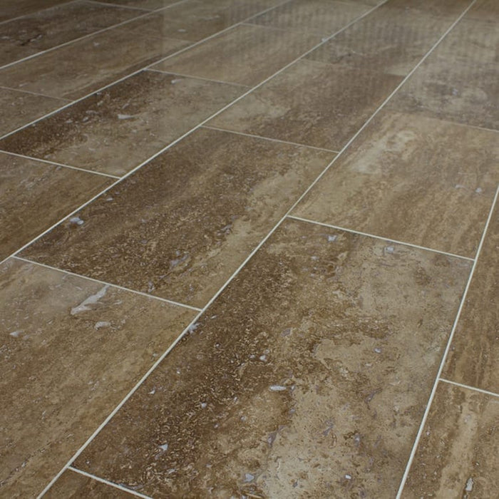 Noce Brown Vein-cut Travertine Floor and Wall Tile 12"x24" - Livfloors Collection