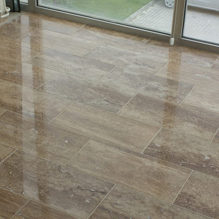 Noce Brown Vein-cut Travertine Floor and Wall Tile 12"x24" - Livfloors Collection