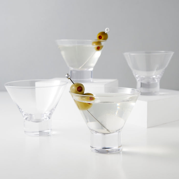 Raye Heavy Base Crystal Stemless Martini Glasses Set of 4