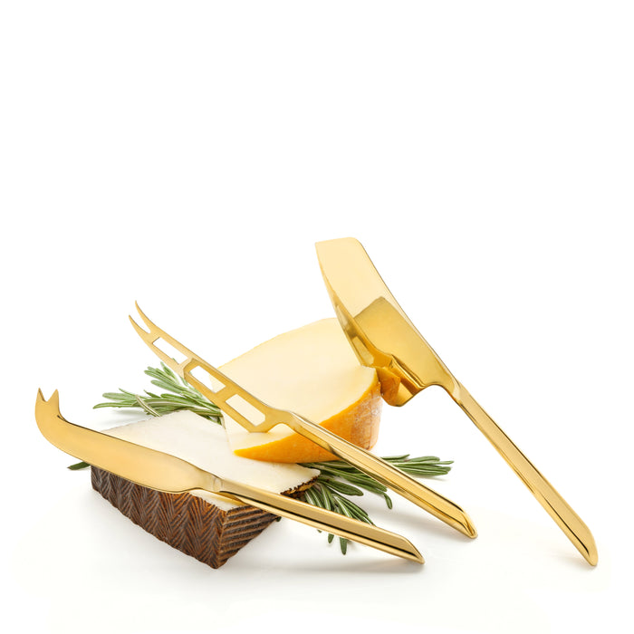 Cheese Knives in Gold Set of 3