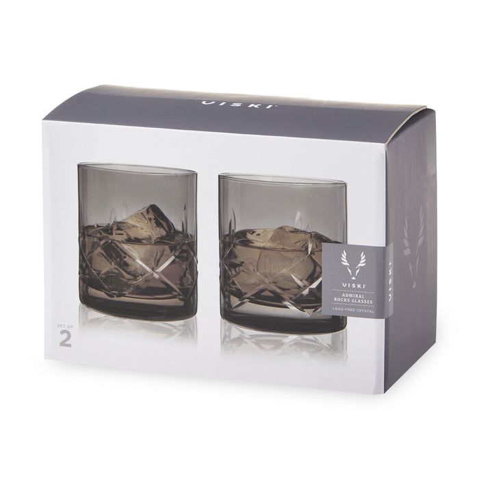 Admiral Crystal Rocks Glasses in Smoke Set of 2