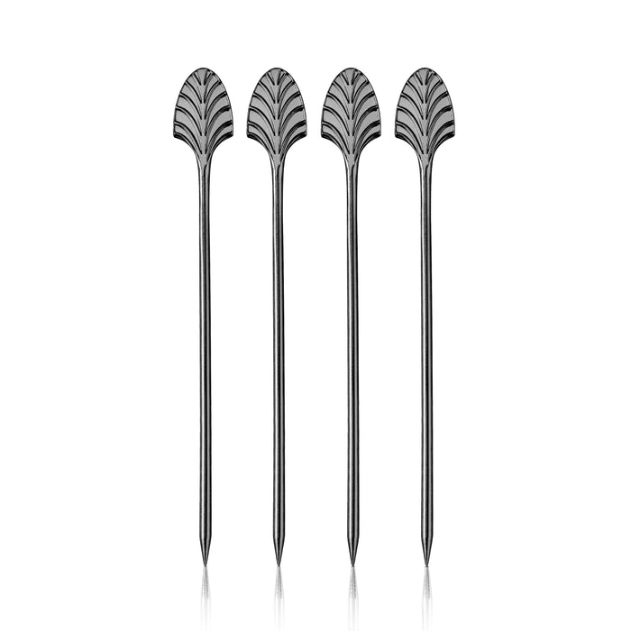 Art Deco Cocktail Picks in Gunmetal Set of 4