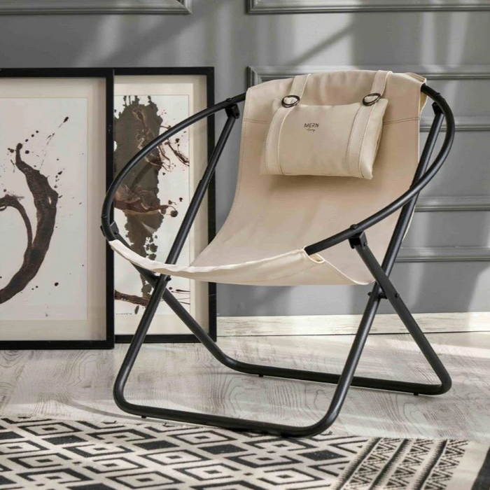 Faux Leather Folding Chair Metal Frame Off White