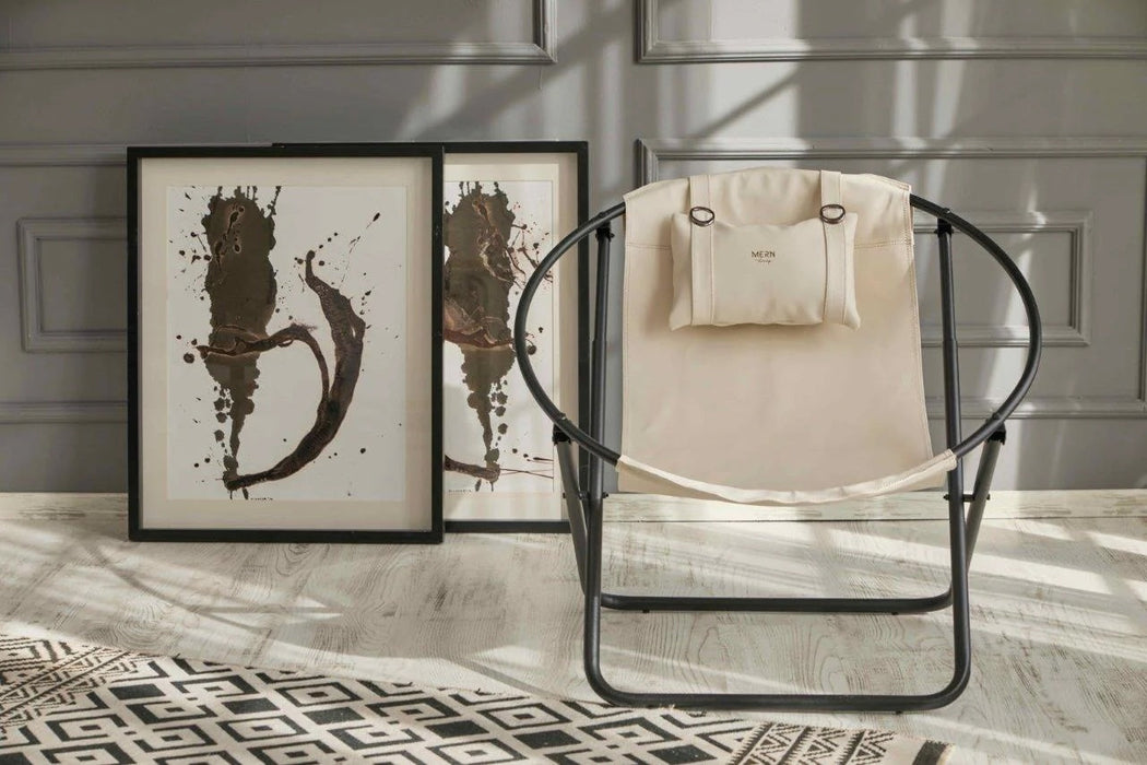 Faux Leather Folding Chair Metal Frame Off White