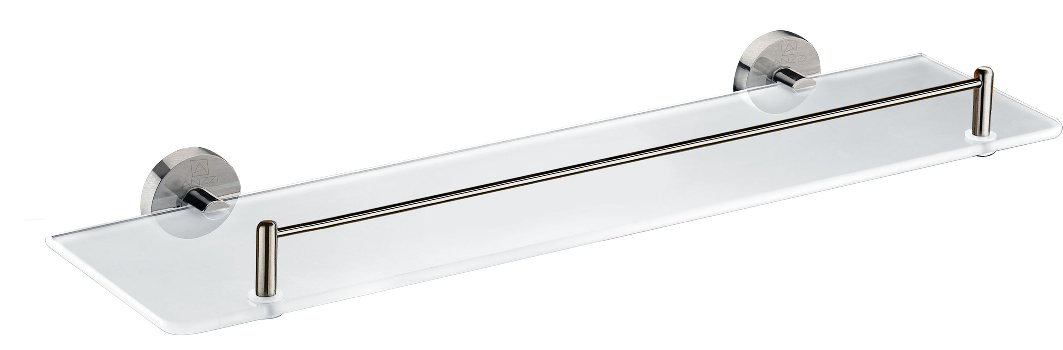 Caster Series Glass Shelf in Brushed Nickel