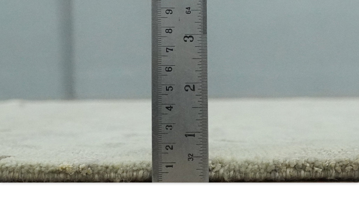 Olive and Dark Green and Silver 5x8 Hand Knotted Abstract Wool and Silk Area Rug