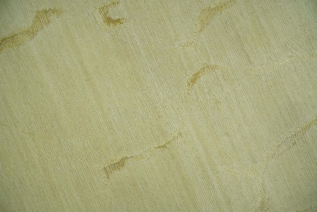 Olive and Gold Modern Abstract Design Hand loom 6x9 wool and Art silk Area Rug