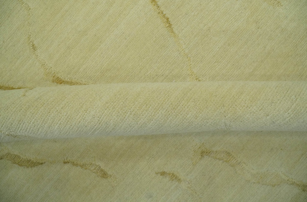 Olive and Gold Modern Abstract Design Hand loom 6x9 wool and Art silk Area Rug