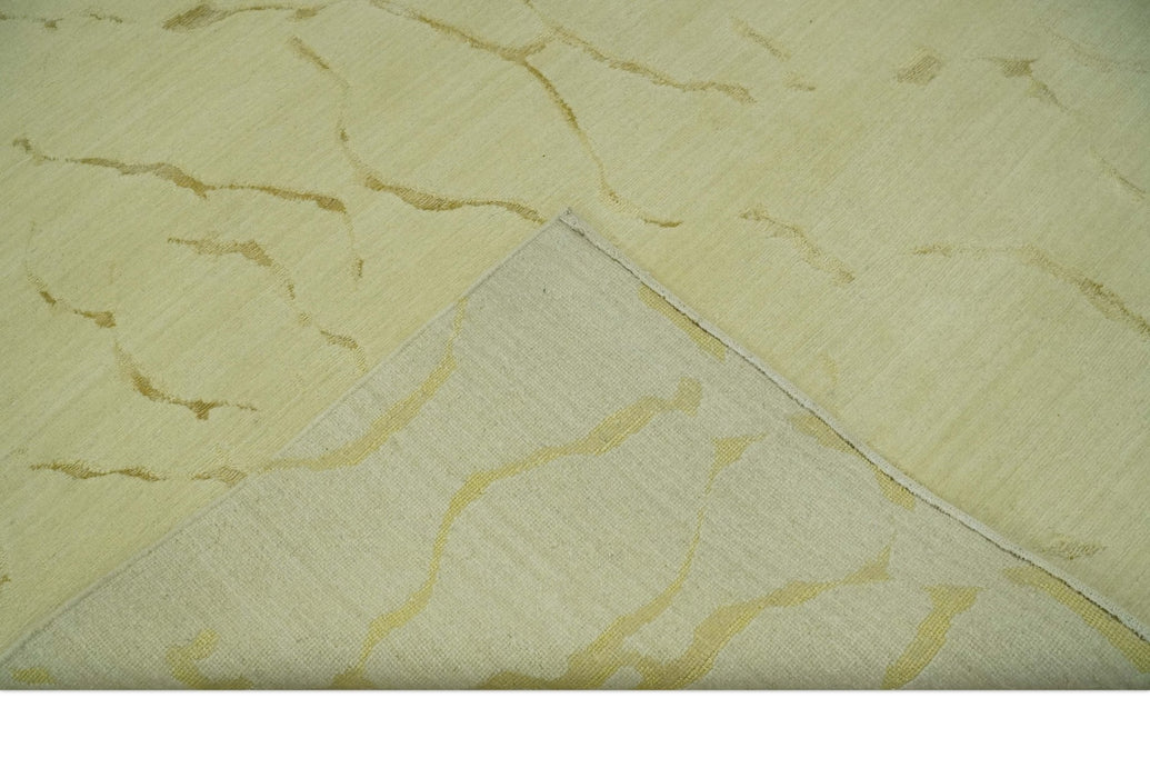 Olive and Gold Modern Abstract Design Hand loom 6x9 wool and Art silk Area Rug