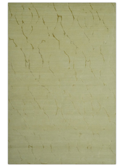 Olive and Gold Modern Abstract Design Hand loom 6x9 wool and Art silk Area Rug