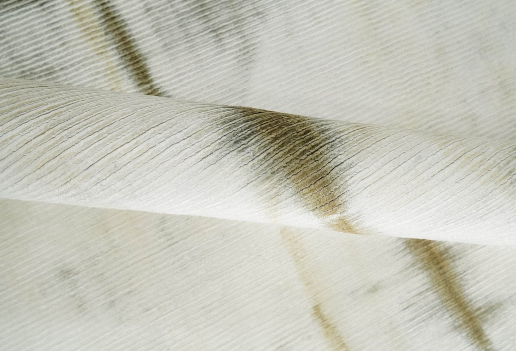 Olive and ivory 6x9 Modern Abstract Hand Woven Art Silk Rug | KNT1