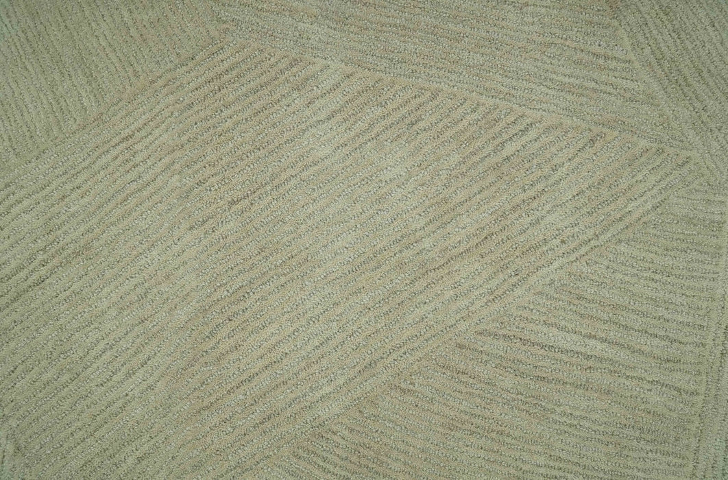 Olive and Ivory Modern Geometrical Stripes Textured Hand Tufted Multi size rug