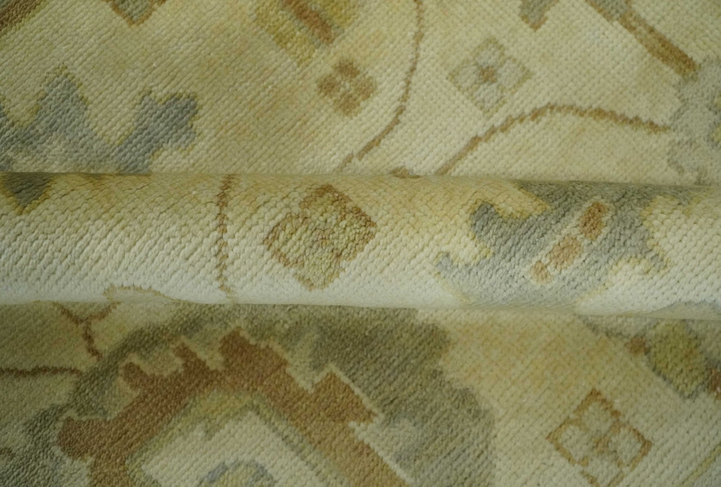 Olive, Beige and Gray Hand Knotted Traditional Oushak 8x10 wool Area Rug