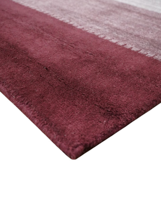 Ombre Purple and Ivory 5x7 Striped Wool and Bamboo Silk Hand Knotted Southwestern Gabbeh Rug | HL28
