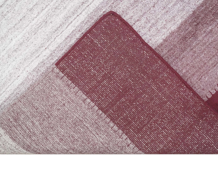 Ombre Purple and Ivory 5x7 Striped Wool and Bamboo Silk Hand Knotted Southwestern Gabbeh Rug | HL28