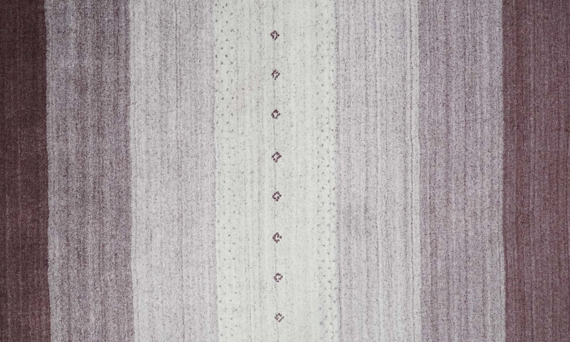 Ombre Purple and Ivory 5x7 Striped Wool and Bamboo Silk Hand Knotted Southwestern Gabbeh Rug | HL28