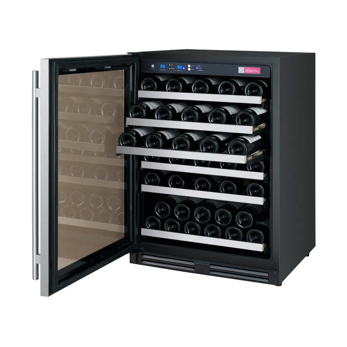 FlexCount Series 56 Bottle Single Zone Built-in Wine Cooler Refrigerator with Stainless Steel Door - Left Hinge