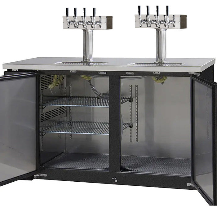 61" Wide Eight Tap Black Craft Beer Kegerator