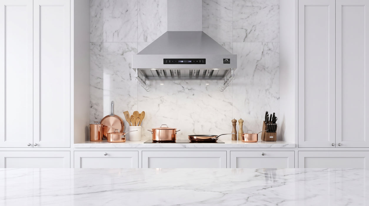 Forno Venezia 30 Inch Wall-Mounted Range Hood with Touch Controls and Baffle Filters