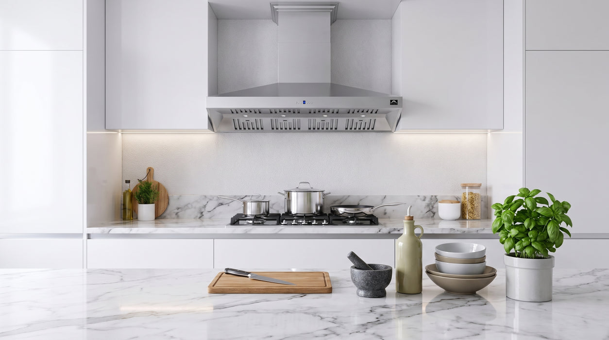 Forno Orvieto 60-Inch Wall Mount Range Hood, LED Lighting, Heavy Duty, Stainless Steel