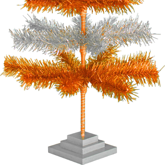 Orange & Silver Layered Tinsel Christmas Tree